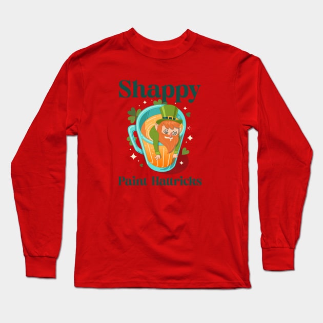 Shappy Paint Hattricks St Patrick's Day Long Sleeve T-Shirt by Cat Vs Dog